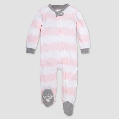 Burt's Bees Baby® Baby Girls' Rugby Striped Organic Cotton Sleep N' Play - Pink 4 Burt's Bees Baby® Baby Girls' Rugby Striped Organic Cotton Sleep N' Play - Pink - Image 4