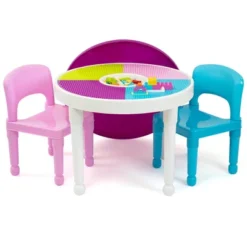 3pc Kids' 2 In 1 Round Activity Table With Chairs - Humble Crew