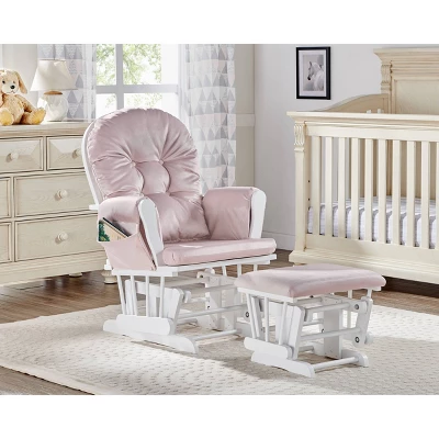 Suite Bebe Mason Glider And Ottoman - White Wood And Pink Fabric 1 Suite Bebe Mason Glider And Ottoman - White Wood And Pink Fabric