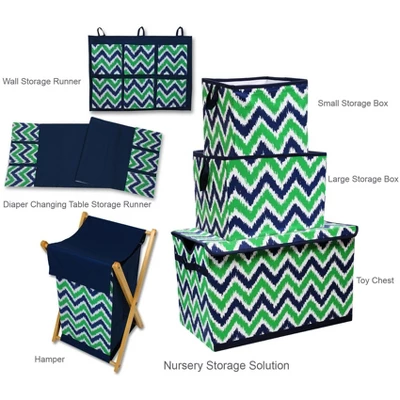 Bacati - MixNMatch Blue/Green Laundry Hamper With Wooden Frame 2 Bacati - MixNMatch Blue/Green Laundry Hamper With Wooden Frame - Image 2