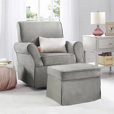 Baby Relax Emmie Swivel Glider & Ottoman Set - Gray Microfiber 1 Baby Relax Emmie Swivel Glider & Ottoman Set - Gray Microfiber