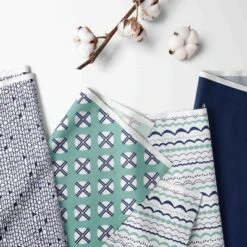 Bacati - Noah Mint Navy 10 Pc Crib Bedding Set With 2 Crib Fitted Sheets