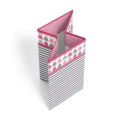 Bacati - Elephant Pink/Gray Collapsible Laundry Hamper