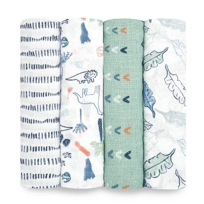 Aden + Anais Essentials Muslin Swaddle Blankets - 4pk 4 Aden + Anais Essentials Muslin Swaddle Blankets - 4pk - Image 4
