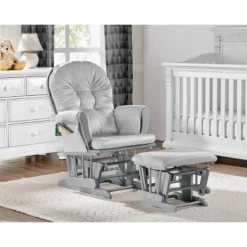 Suite Bebe Mason Glider And Ottoman - Gray Wood And Light Gray Fabric