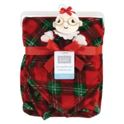 Hudson Baby Infant Girls Plush Blanket With Security Blanket, Mrs. Claus, One Size