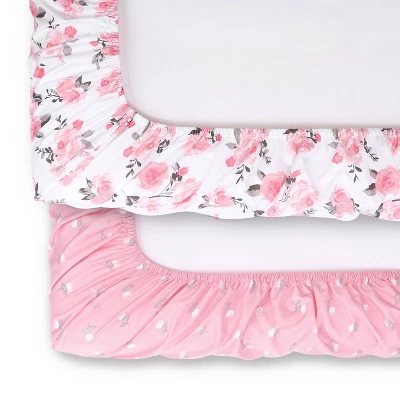 The Peanutshell Changing Pad Covers - Pink Roses/Floral 2pk 5 The Peanutshell Changing Pad Covers - Pink Roses/Floral 2pk - Image 5