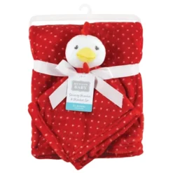 Hudson Baby Unisex Baby Plush Blanket With Security Blanket, Chicken, One Size