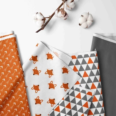 Bacati - Playful Fox Orange Gray 10 Pc Crib Bedding Set With 2 Crib Fitted Sheets 1 Bacati - Playful Fox Orange Gray 10 Pc Crib Bedding Set With 2 Crib Fitted Sheets