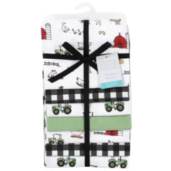 Hudson Baby Infant Boy Cotton Flannel Receiving Blankets Bundle, Boy Farm, One Size