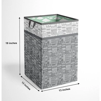 Bacati - Clouds In The City Mint//Gray Collapsible Laundry Hamper 3 Bacati - Clouds In The City Mint//Gray Collapsible Laundry Hamper - Image 3