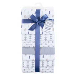 Luvable Friends Unisex Baby Cotton Flannel Receiving Blankets, Boy Feathers 7-Pack, One Size